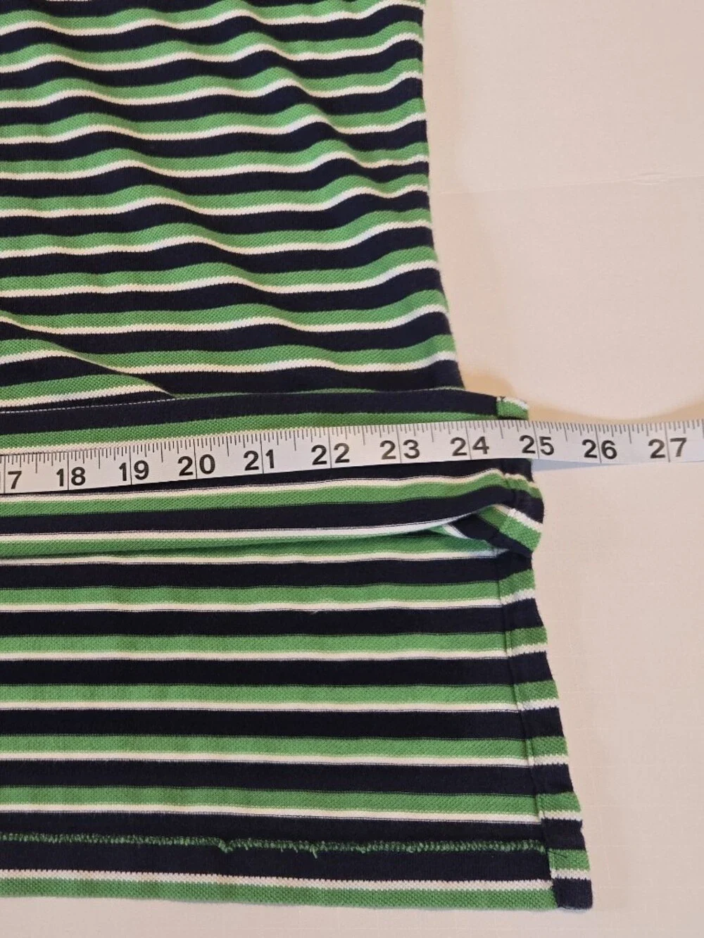 Vintage Polo Green & Navy w/ Orange Logo Striped Men's XL Polo Shirt